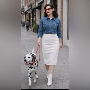 15-18” waist Elegant White Women's Skirt